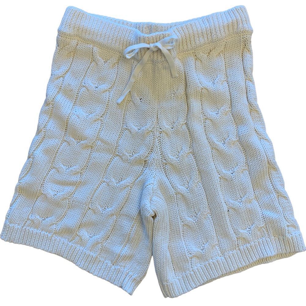 Crescent Louis Cable Knit Sweater Shorts Off White/Cream L